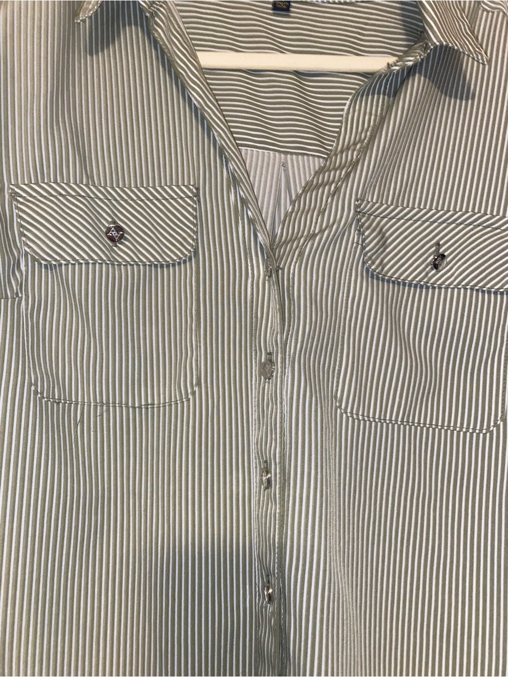 Green striped button down - Picture 3 of 3